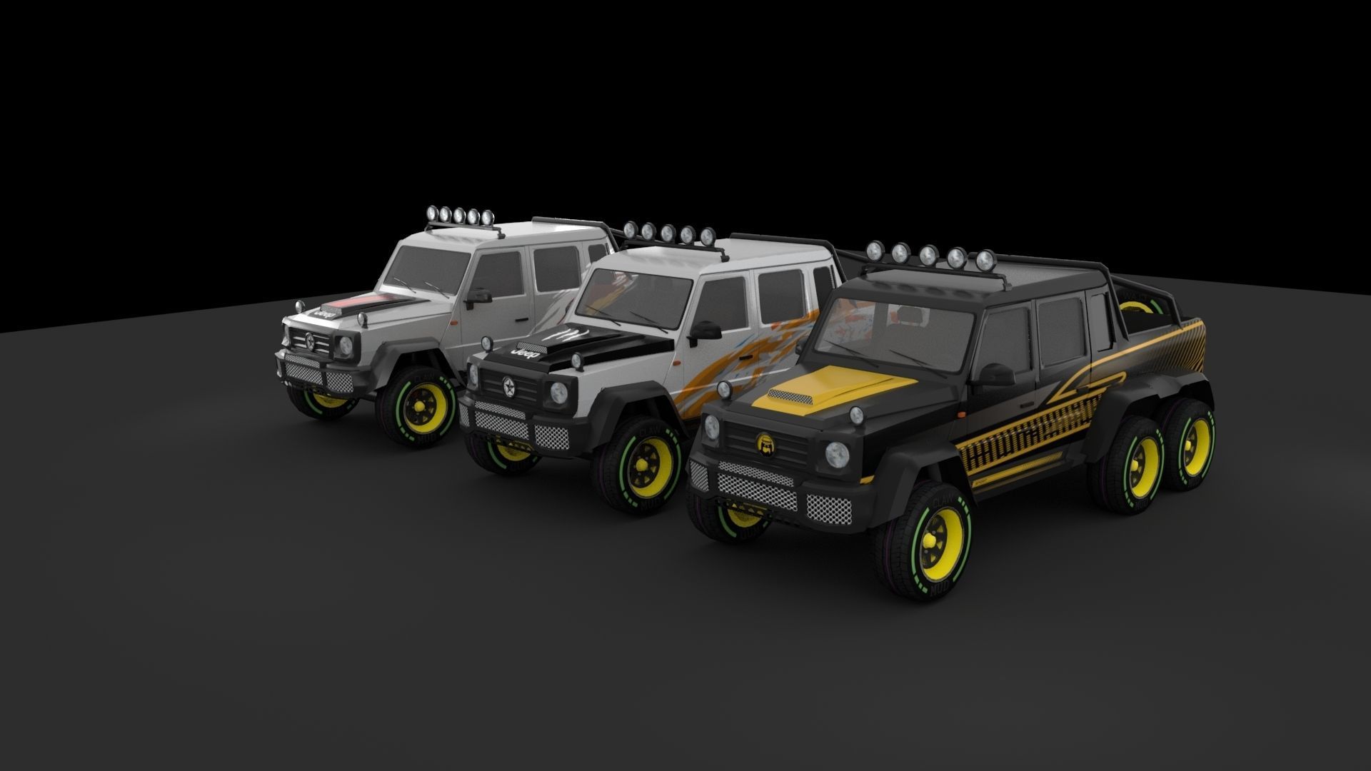 Jeep 6x6 Low-poly 3D model_7