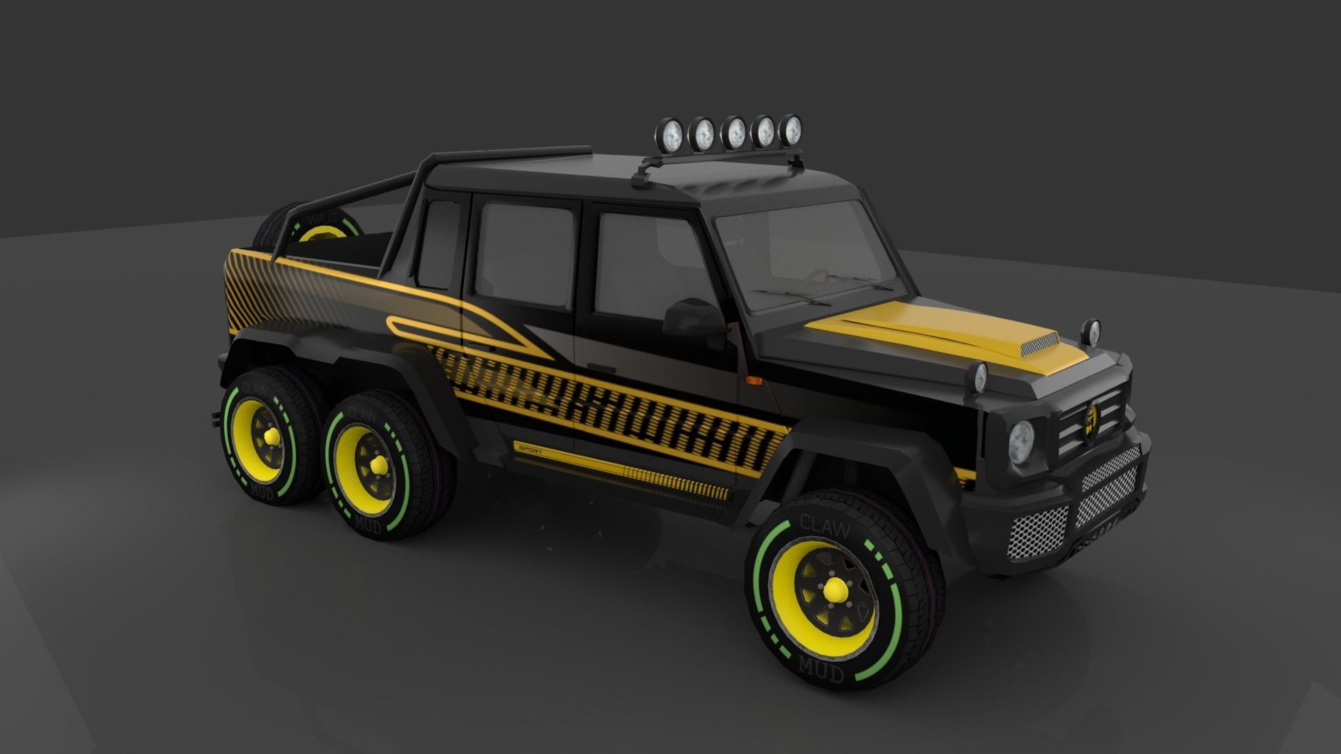 Jeep 6x6 Low-poly 3D model_2