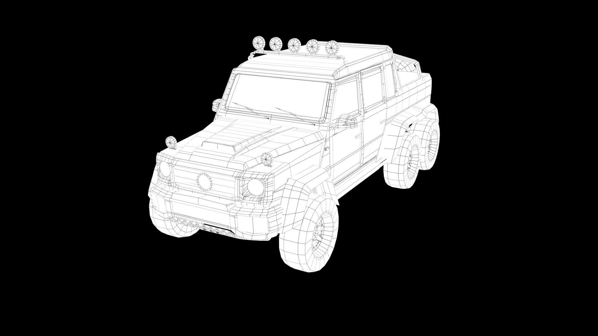 Jeep 6x6 Low-poly 3D model_4
