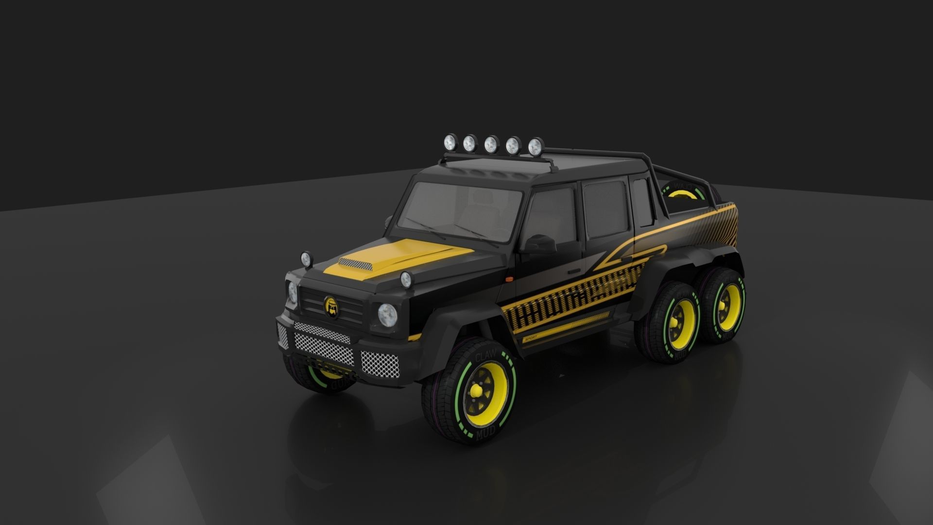Jeep 6x6 Low-poly 3D model_6