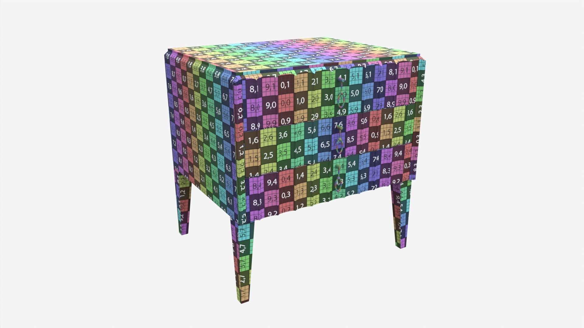 Bedside Table Wooden Art Deco 3D model_6