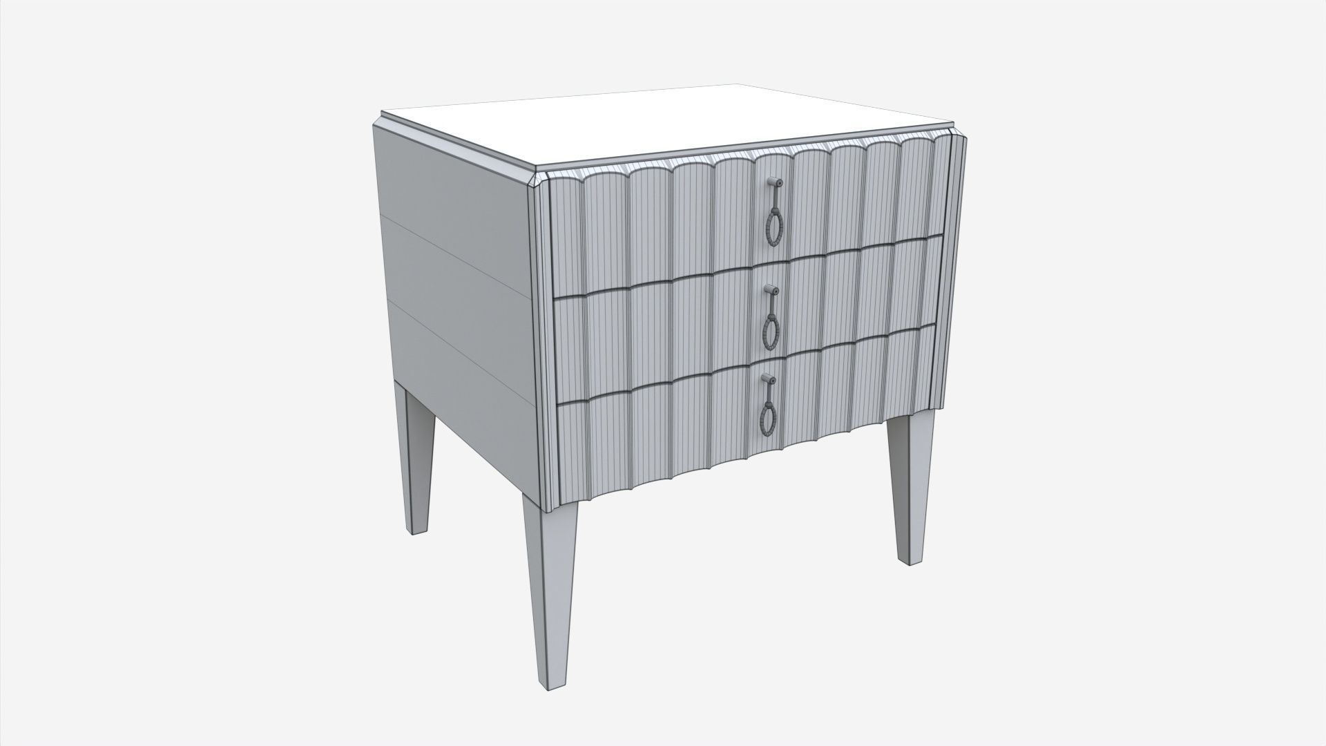 Bedside Table Wooden Art Deco 3D model_5