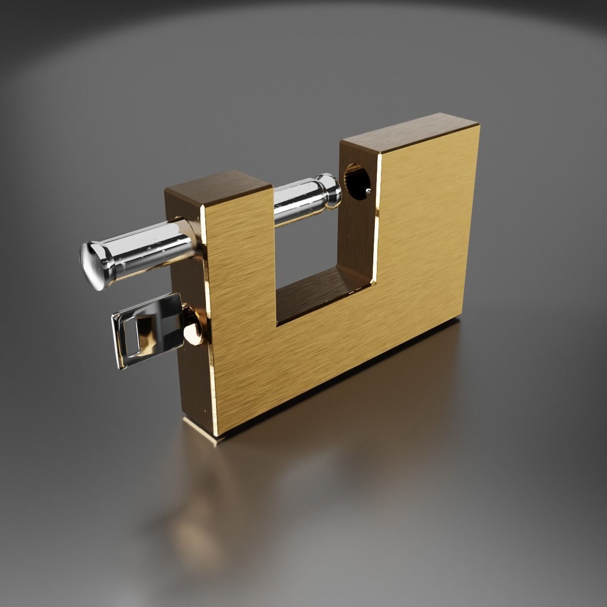 single square padlock 3D model_3