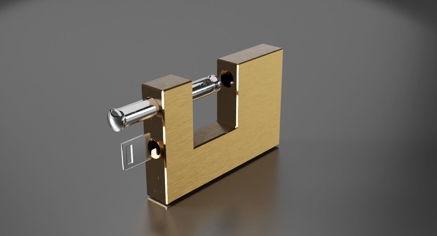 single square padlock 3D model_2