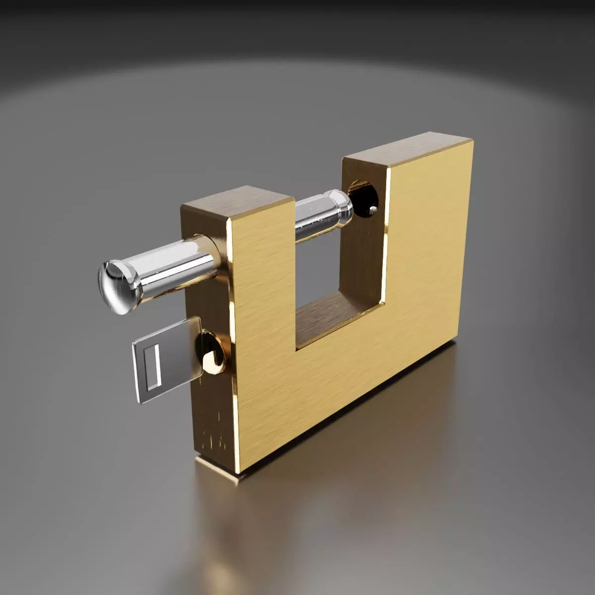 single square padlock 3D model_0