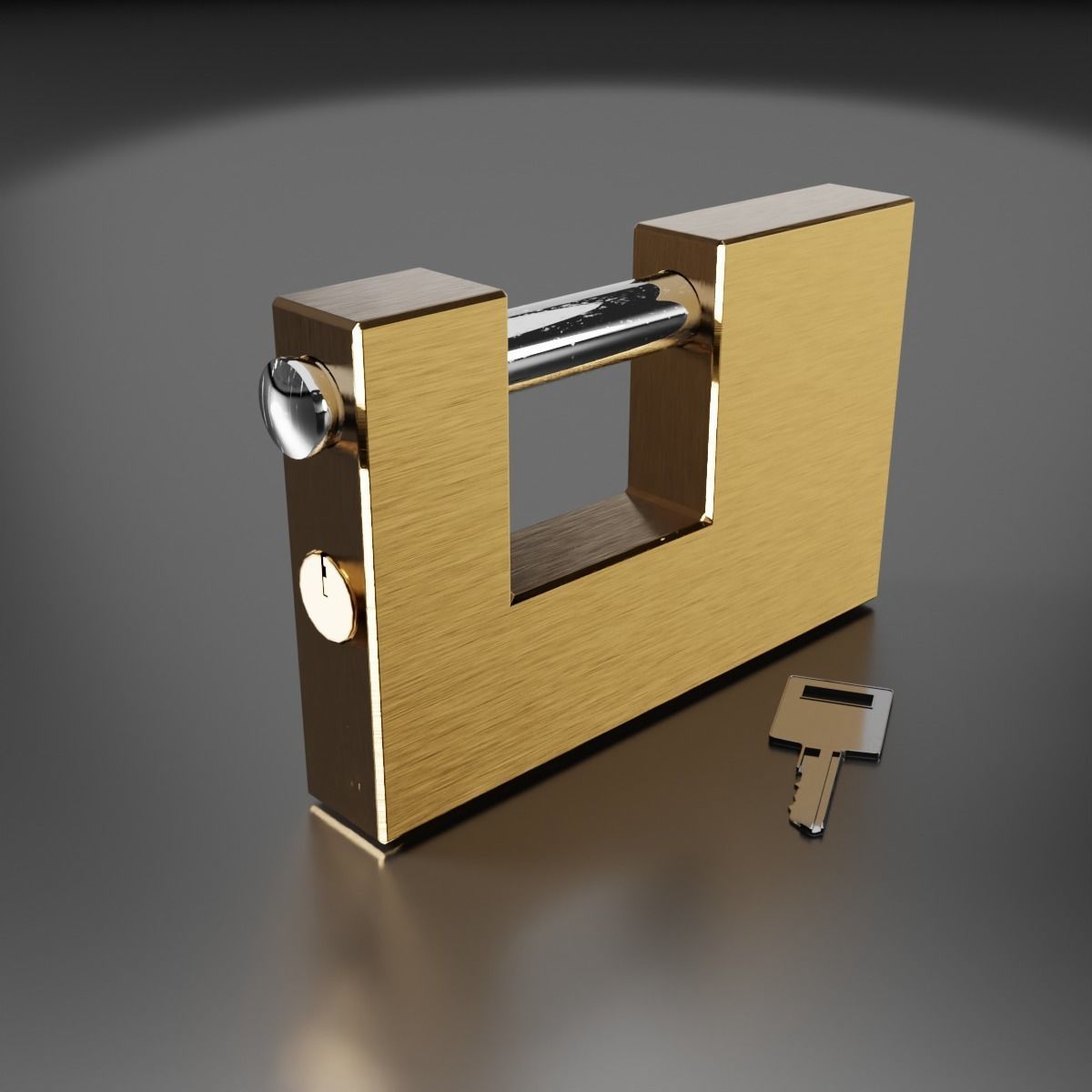single square padlock 3D model_10