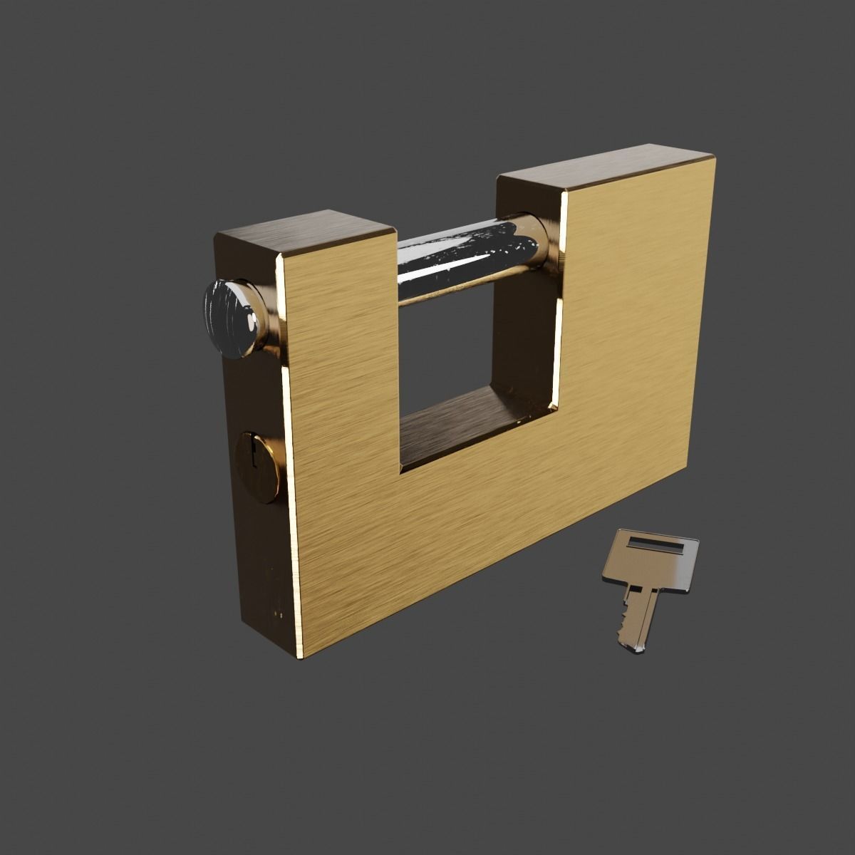 single square padlock 3D model_11