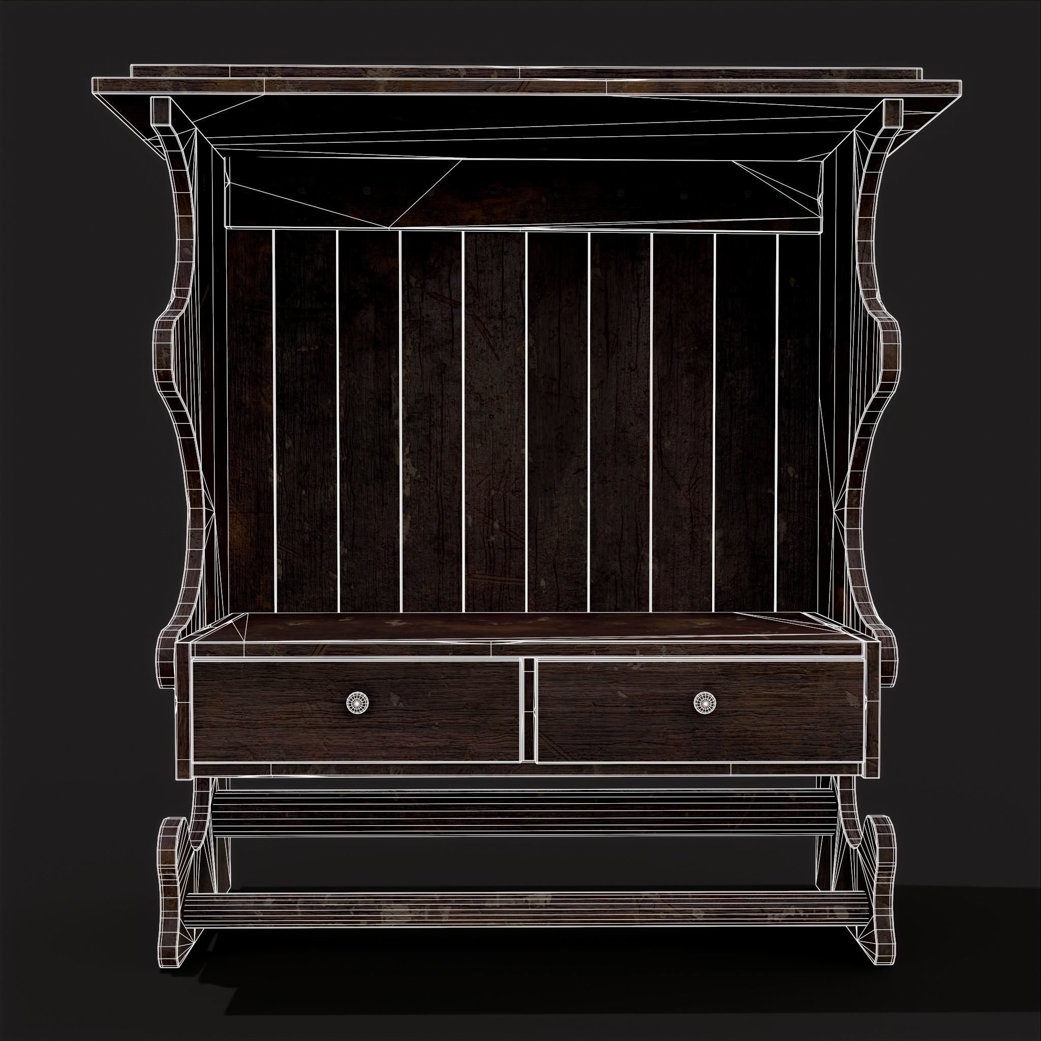 Rustic Wooden Kitchen Furniture Pack 3D Model Collection_47