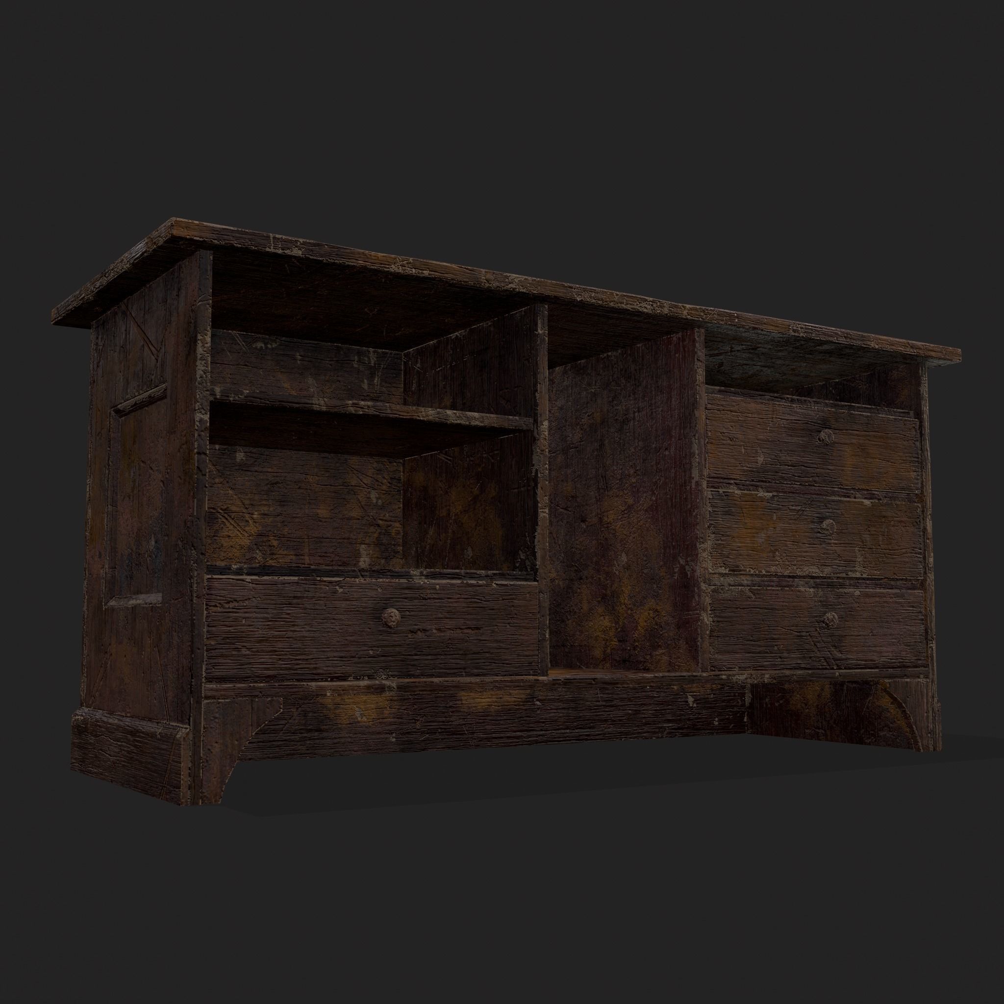 Rustic Wooden Kitchen Furniture Pack 3D Model Collection_52