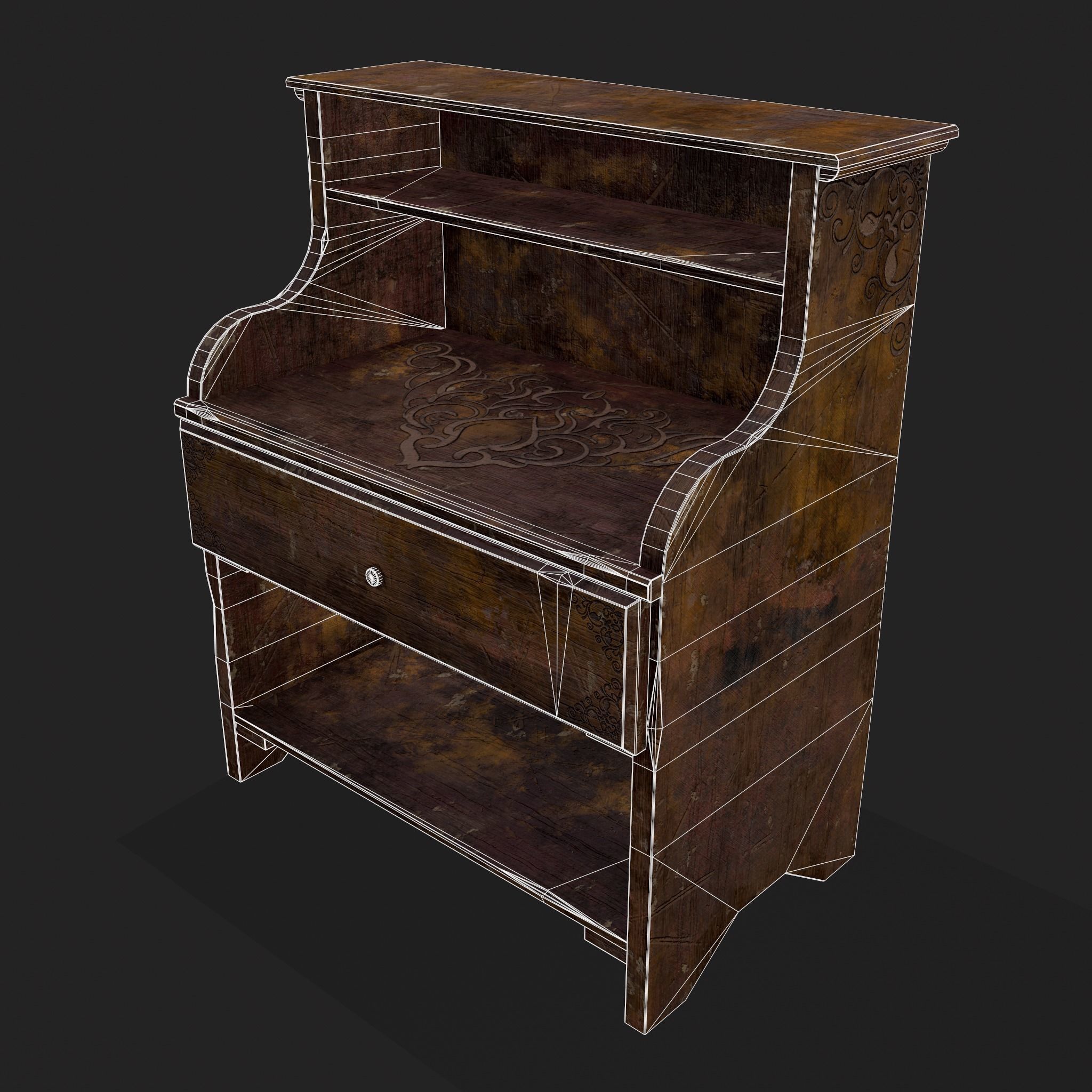 Rustic Wooden Kitchen Furniture Pack 3D Model Collection_15