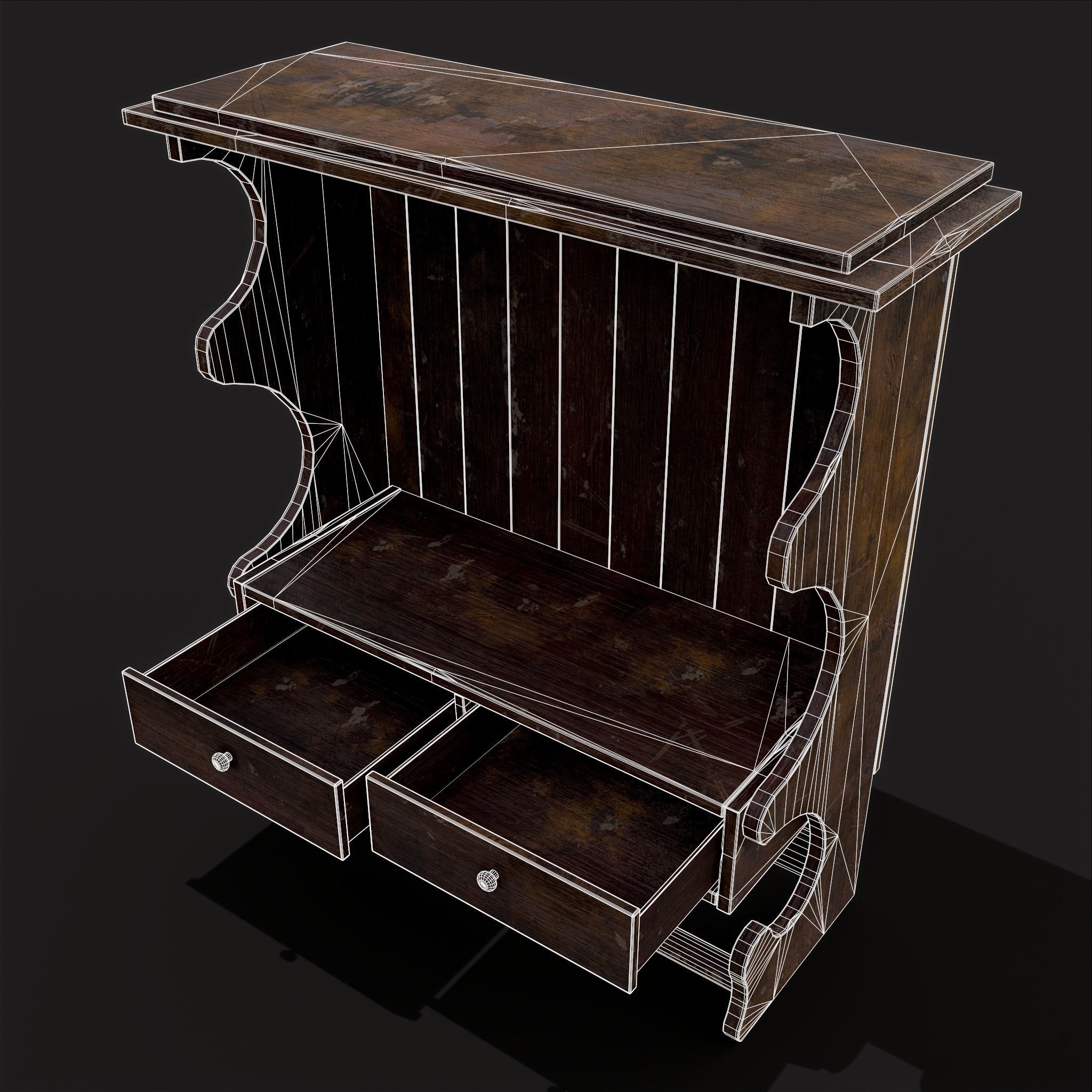 Rustic Wooden Kitchen Furniture Pack 3D Model Collection_45