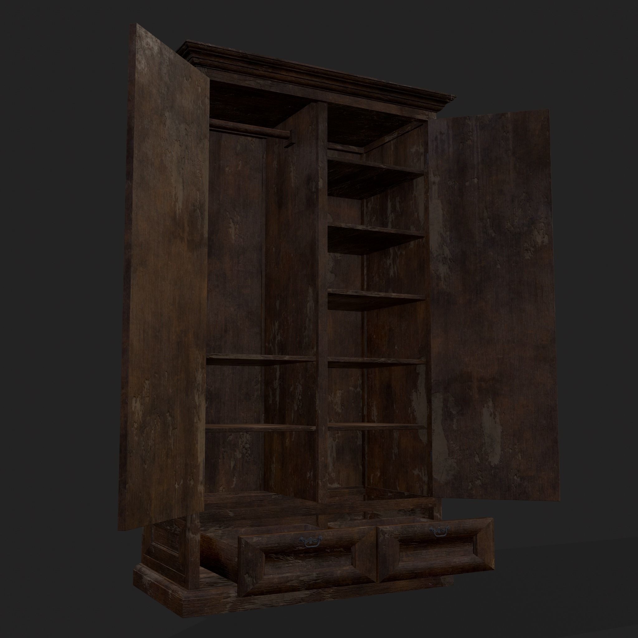 Rustic Wooden Kitchen Furniture Pack 3D Model Collection_34