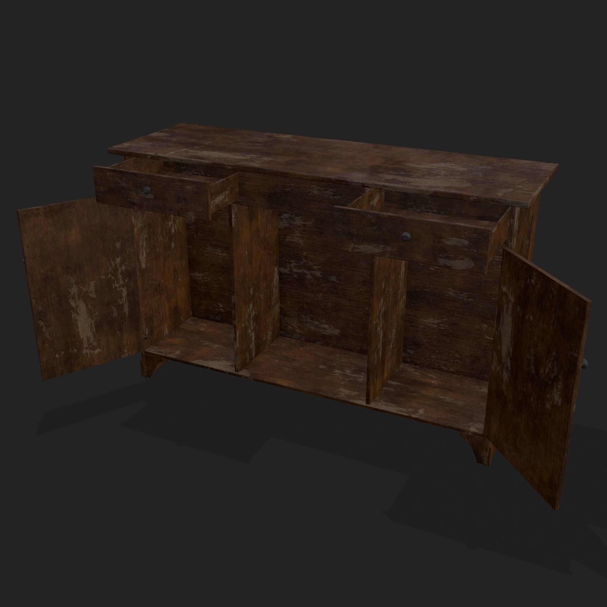 Rustic Wooden Kitchen Furniture Pack 3D Model Collection_58