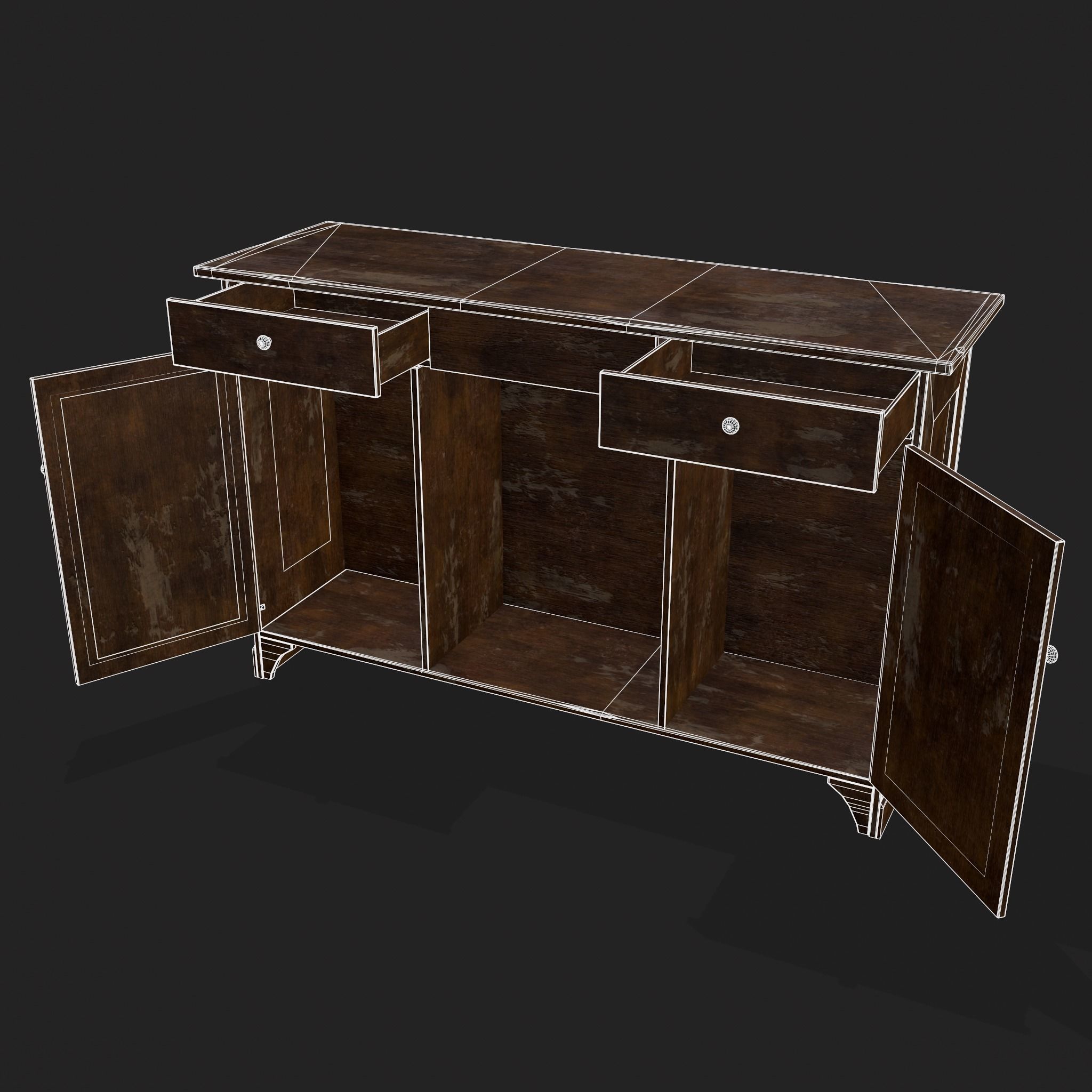 Rustic Wooden Kitchen Furniture Pack 3D Model Collection_59