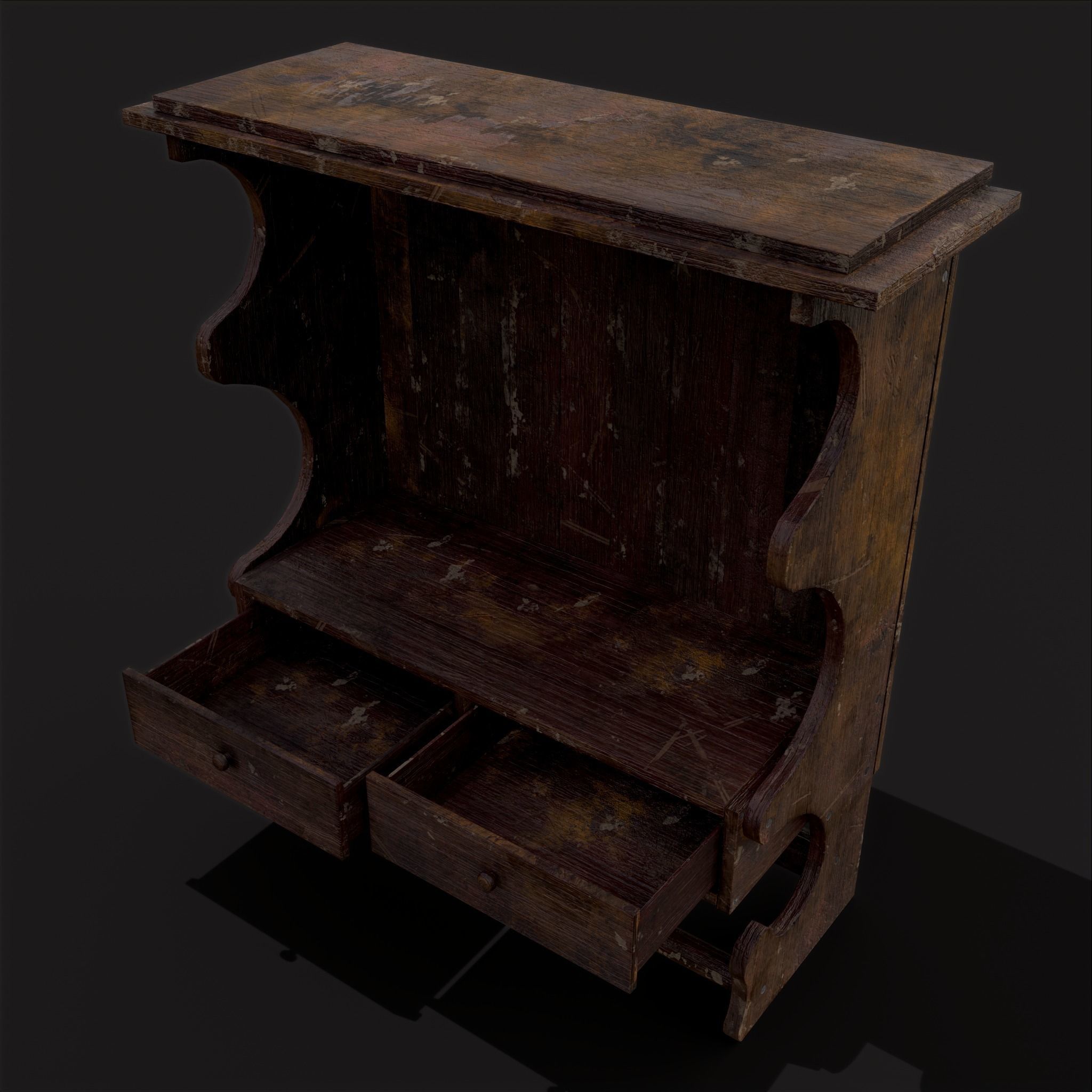 Rustic Wooden Kitchen Furniture Pack 3D Model Collection_44