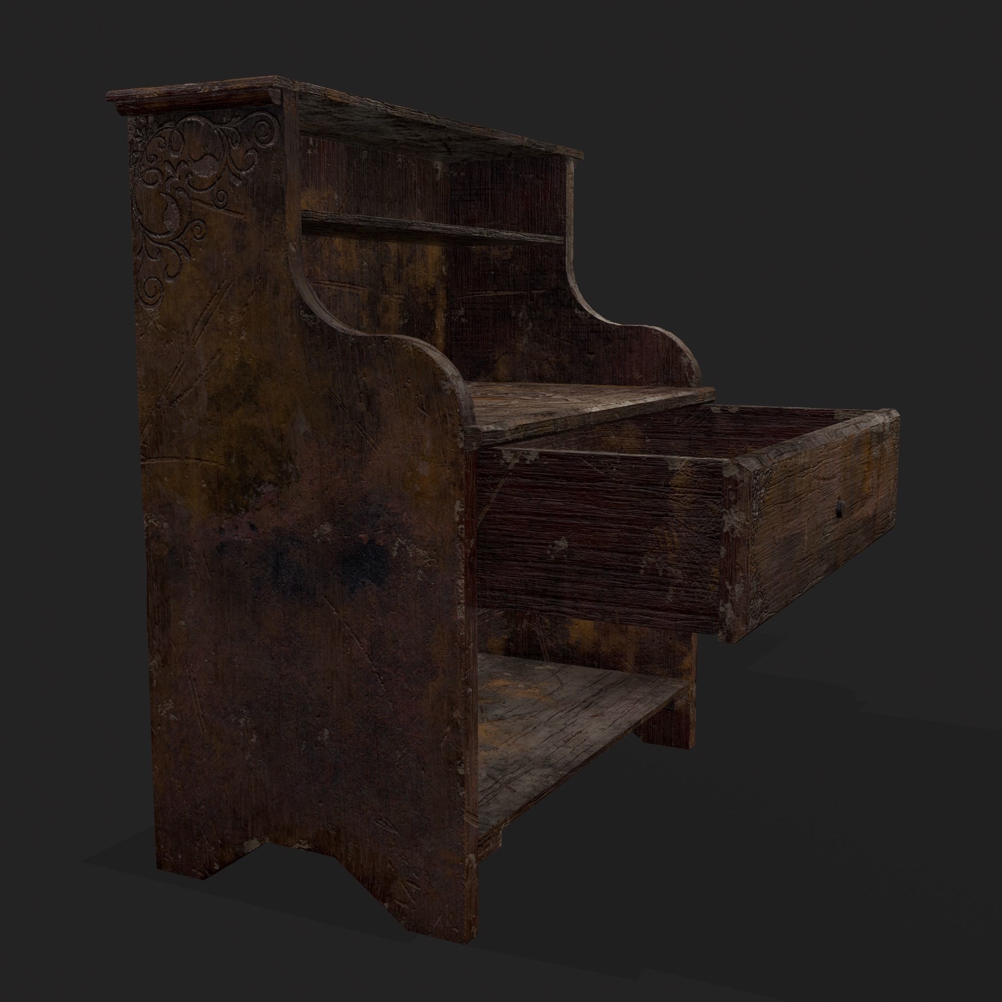 Rustic Wooden Kitchen Furniture Pack 3D Model Collection_20