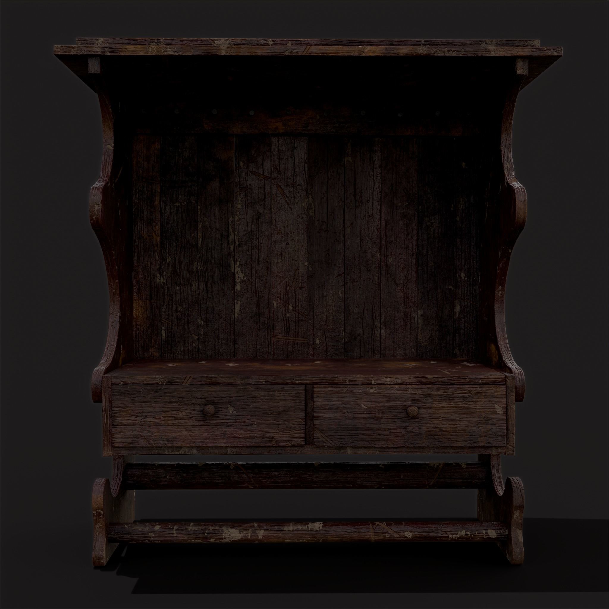 Rustic Wooden Kitchen Furniture Pack 3D Model Collection_46