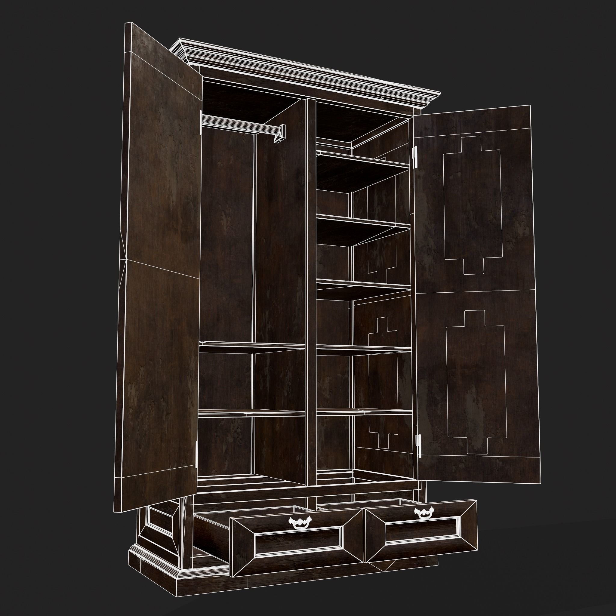 Rustic Wooden Kitchen Furniture Pack 3D Model Collection_35
