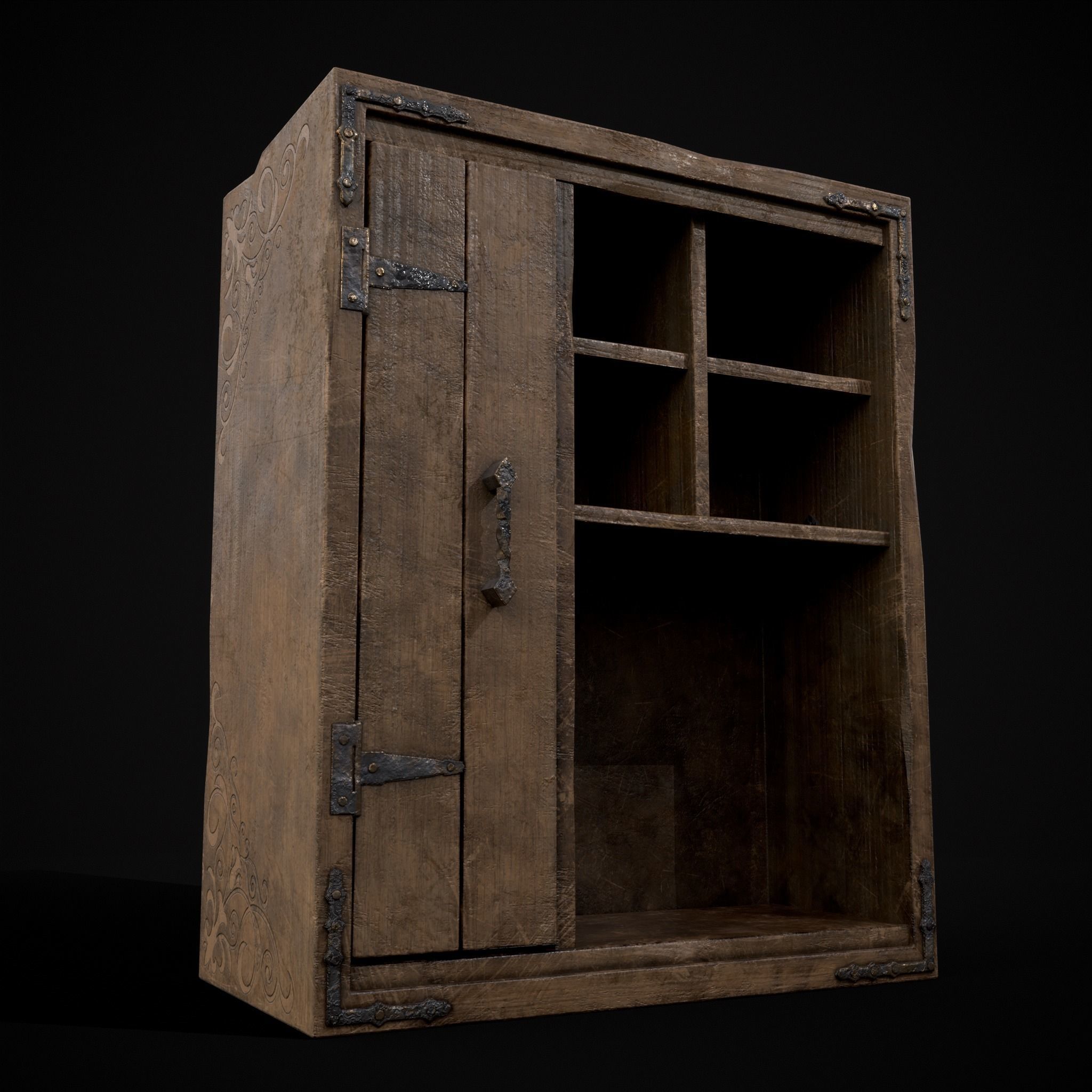 Rustic Wooden Kitchen Furniture Pack 3D Model Collection_32