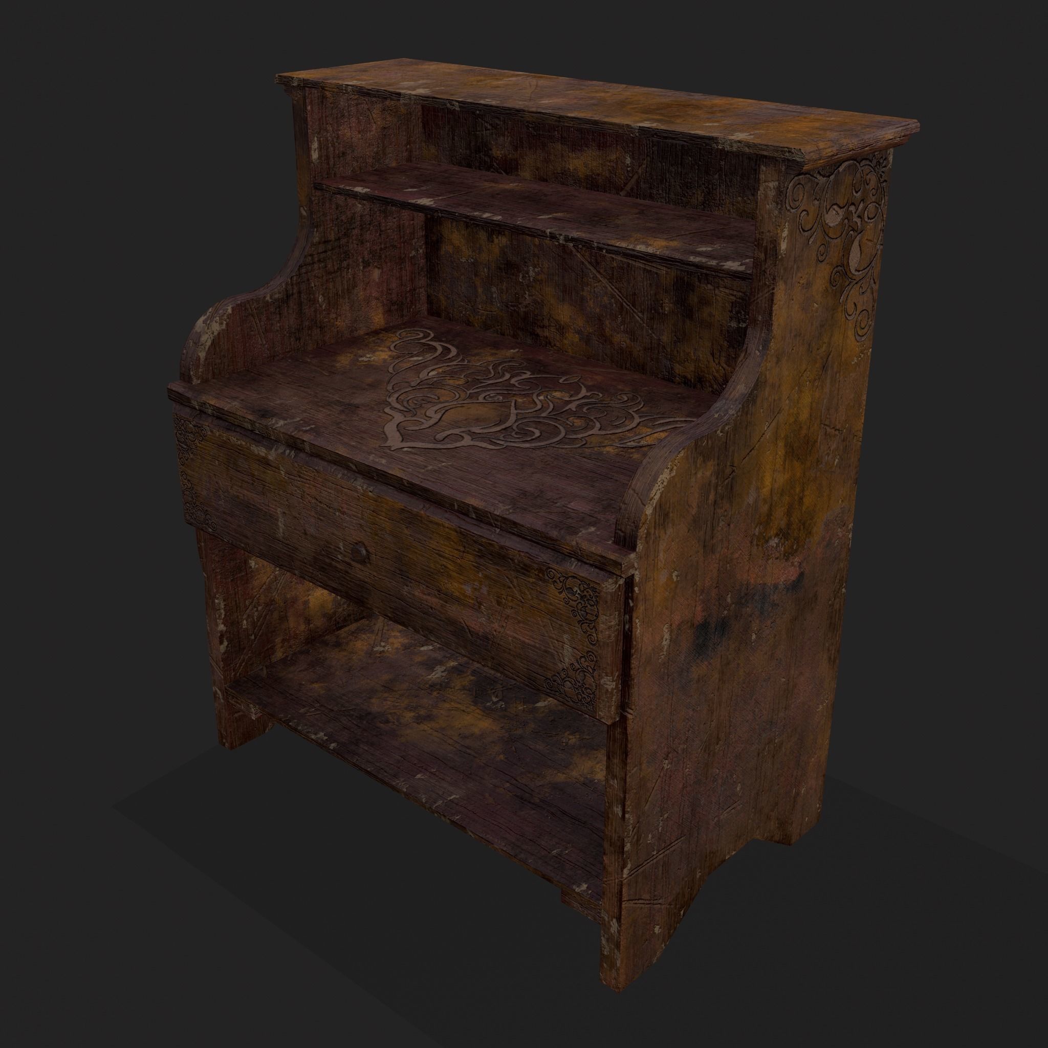 Rustic Wooden Kitchen Furniture Pack 3D Model Collection_14