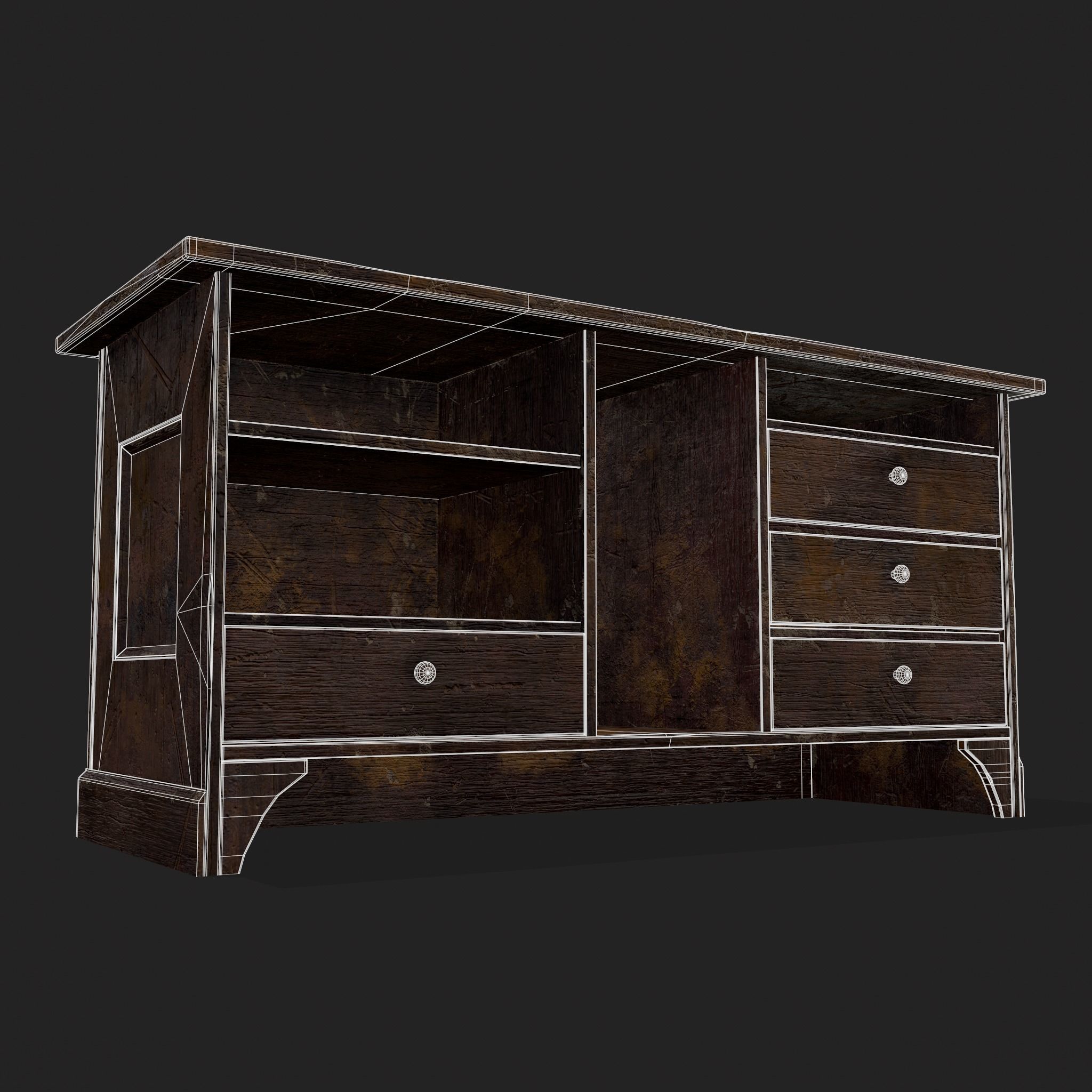 Rustic Wooden Kitchen Furniture Pack 3D Model Collection_53