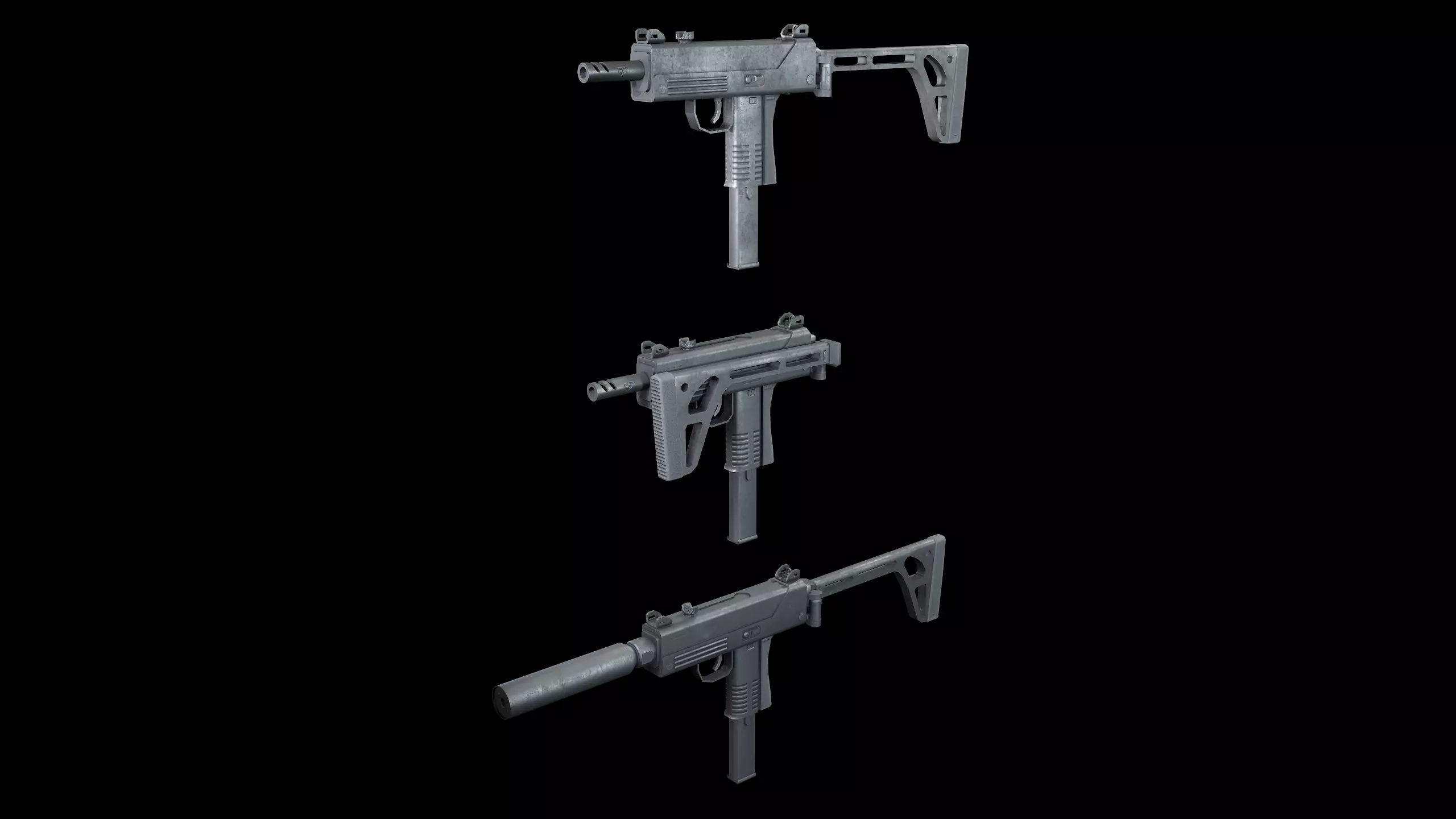 Submachine gun Low-poly 3D model