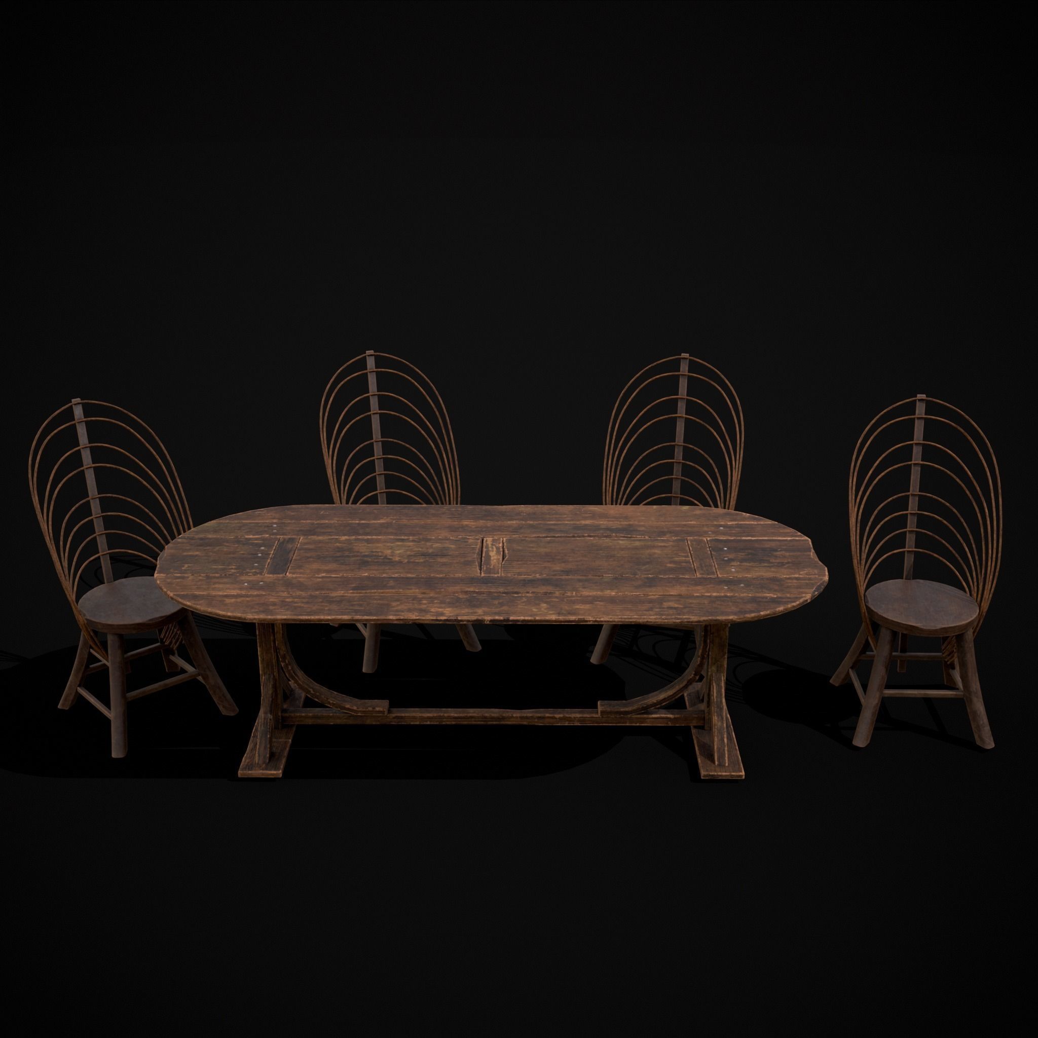 Rustic Table and Bent Stick Chairs 3D Model Collection_40