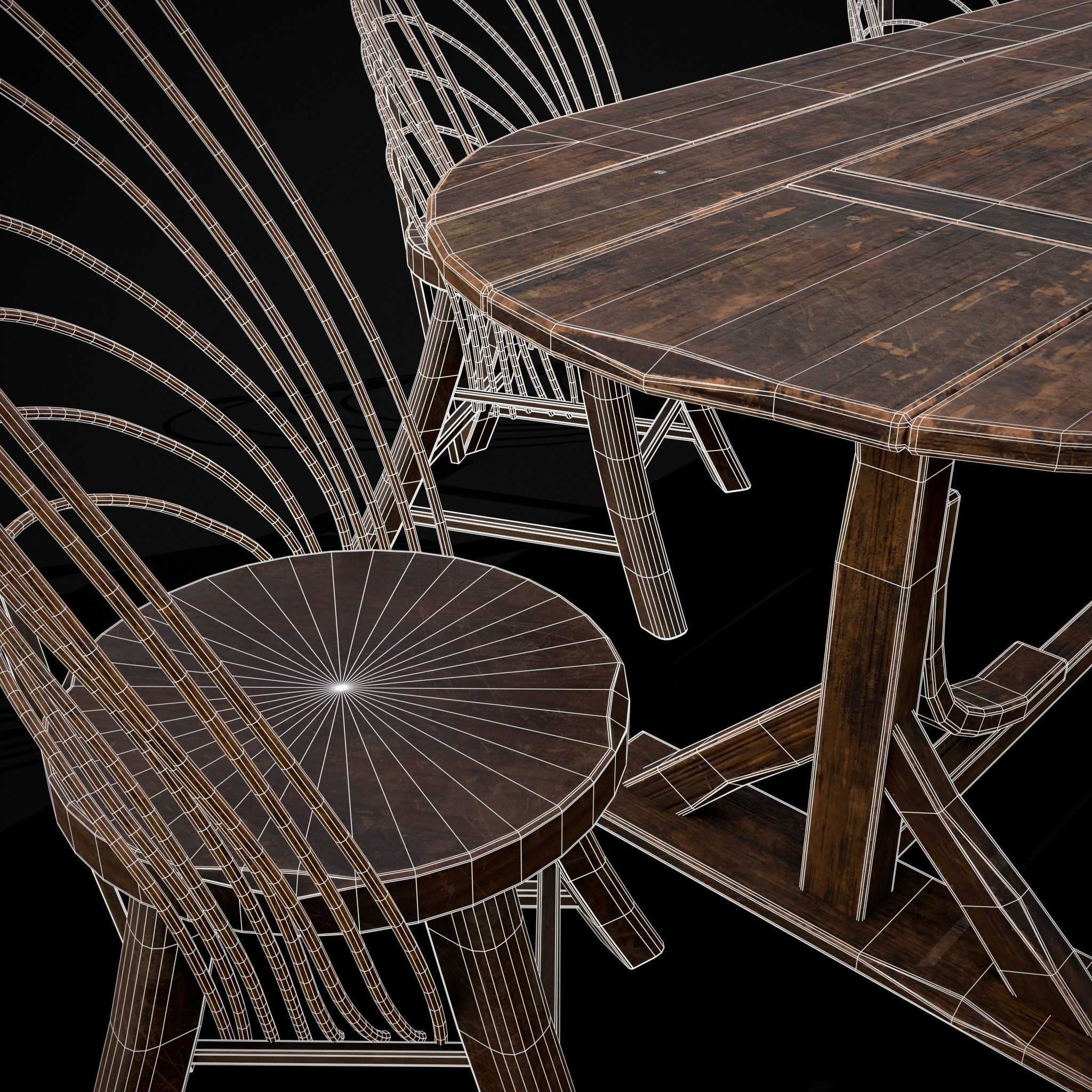 Rustic Table and Bent Stick Chairs 3D Model Collection_13