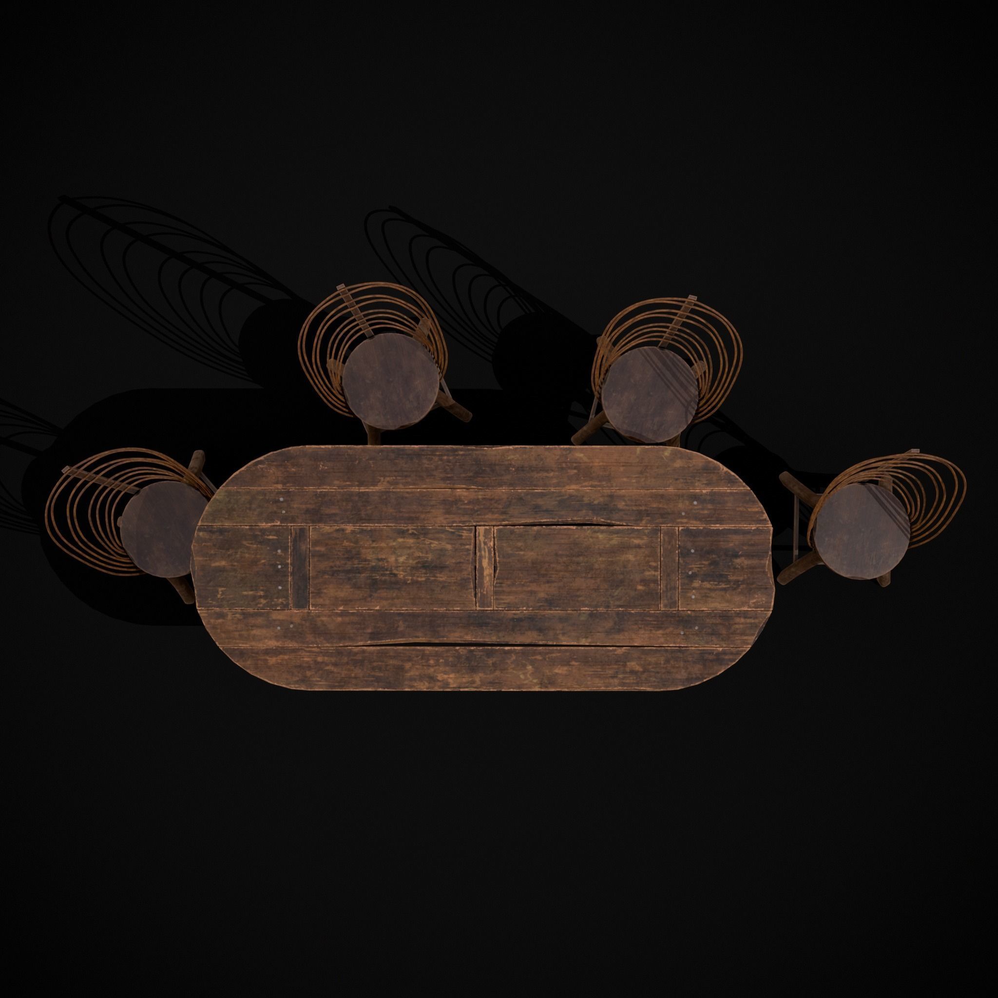 Rustic Table and Bent Stick Chairs 3D Model Collection_10