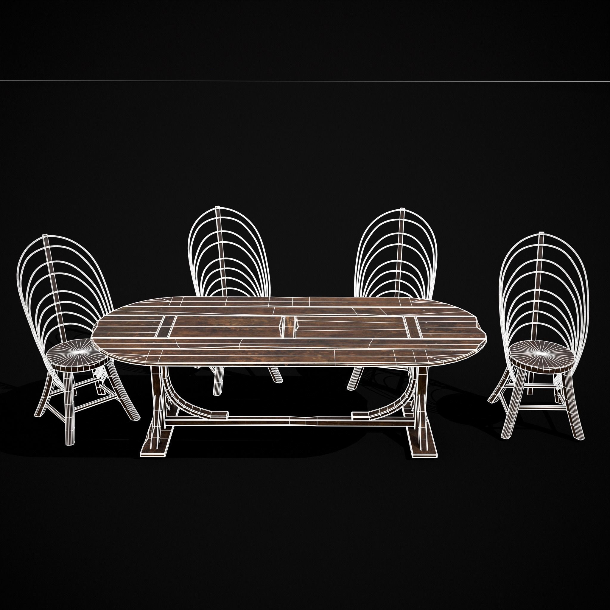 Rustic Table and Bent Stick Chairs 3D Model Collection_41
