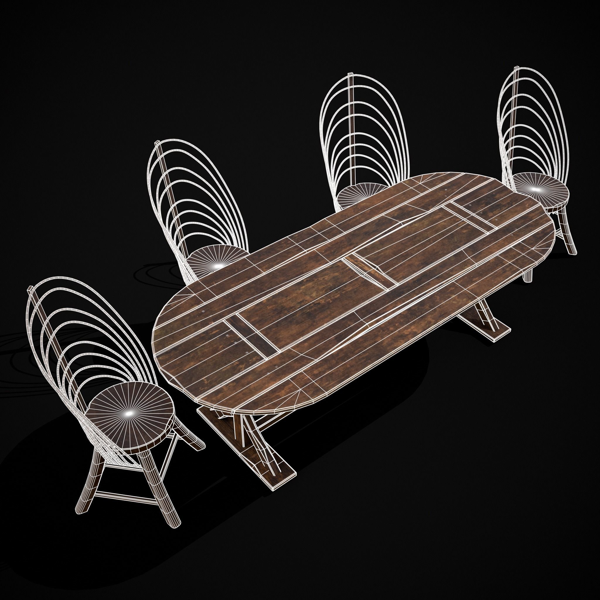 Rustic Table and Bent Stick Chairs 3D Model Collection_9