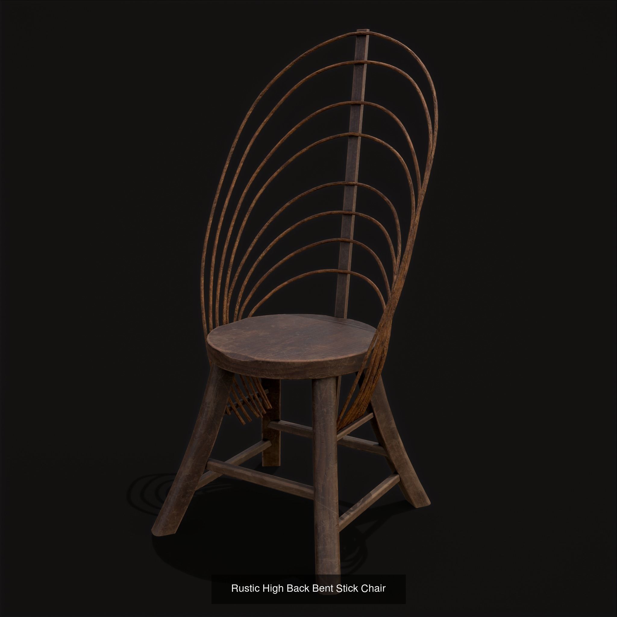 Rustic Table and Bent Stick Chairs 3D Model Collection_7