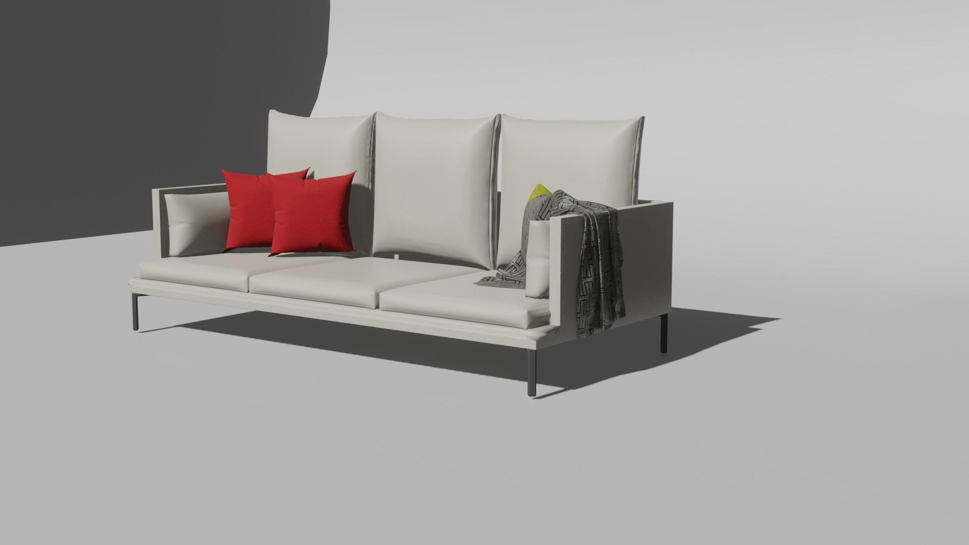 counch sofa with pillows Free 3D model_1