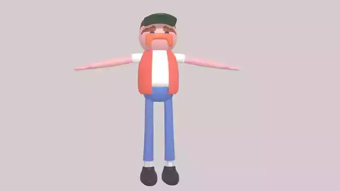 small town or trucker stylo character low poly Low-poly 3D model