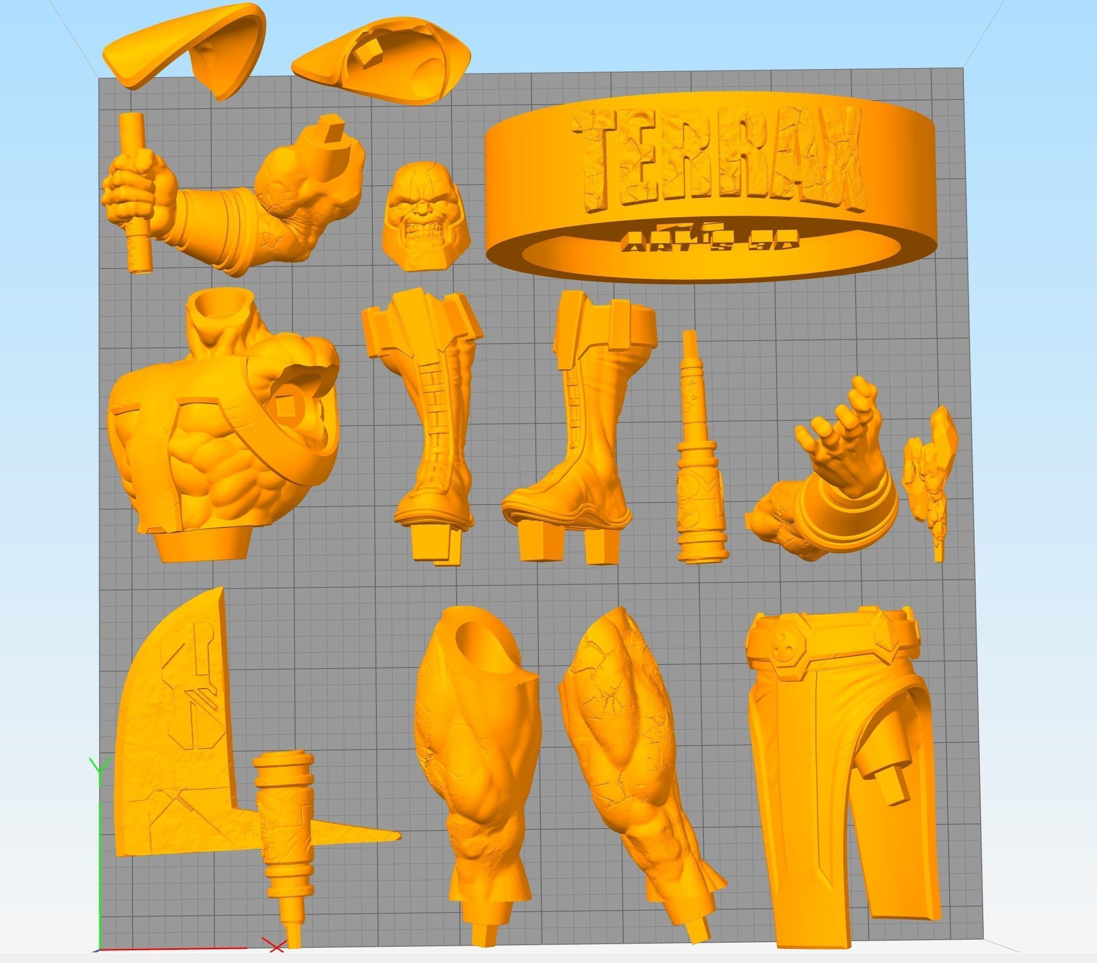 Terrax statue of superhero holding sword 3D print model_7