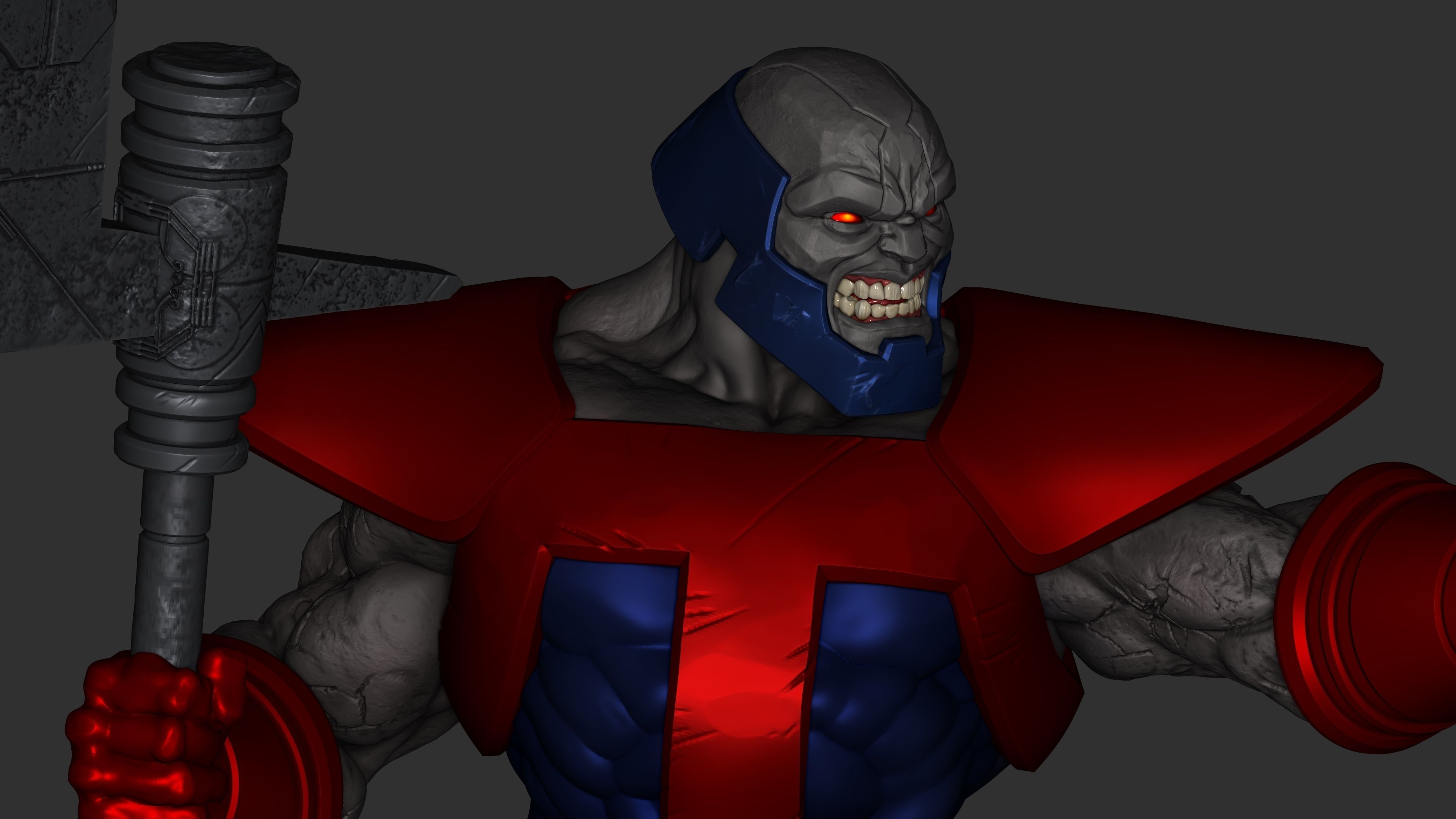 Terrax statue of superhero holding sword 3D print model_1