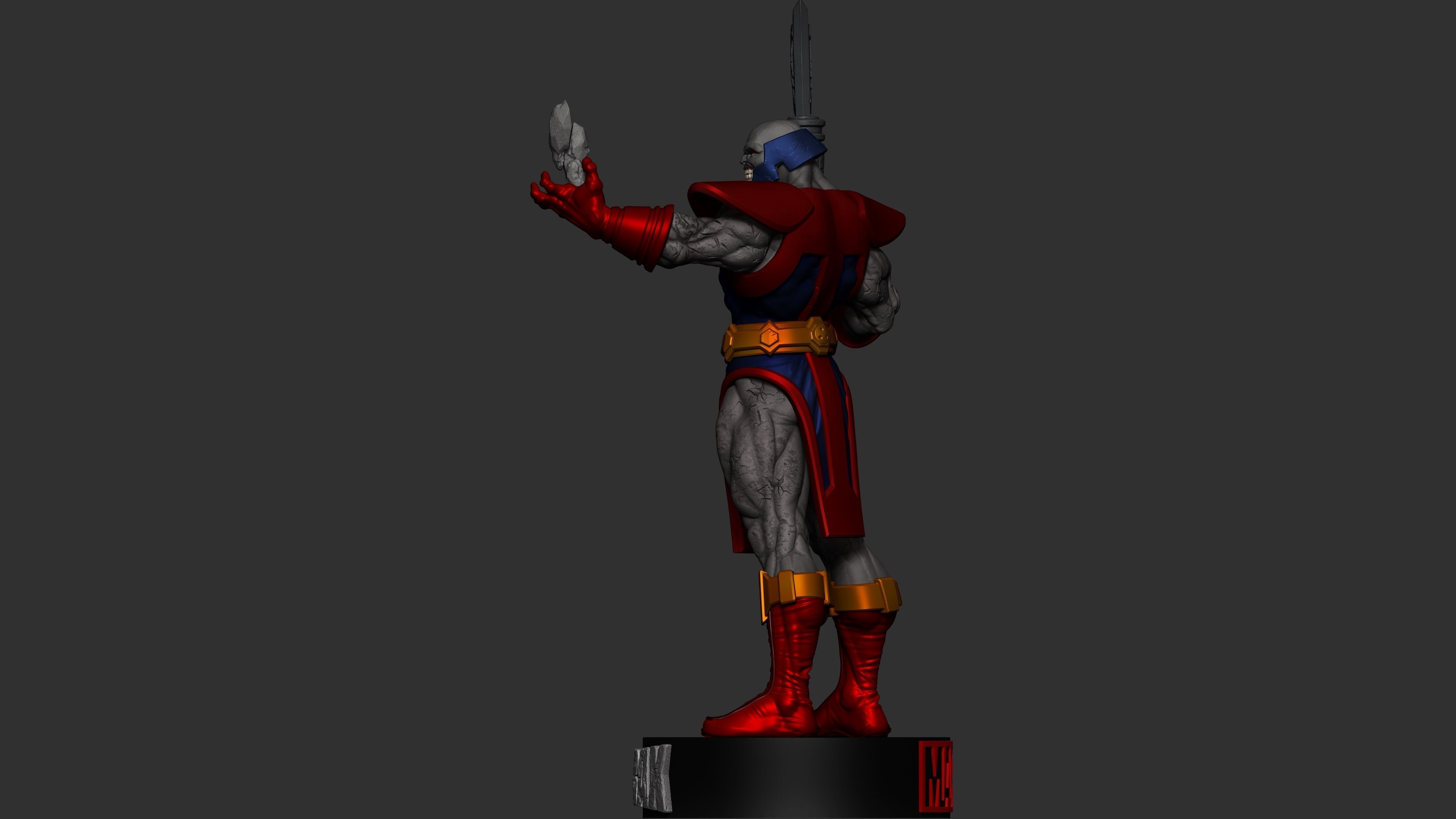 Terrax statue of superhero holding sword 3D print model_5