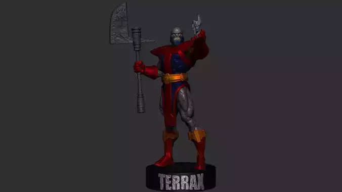 Terrax statue of superhero holding sword 3D print model