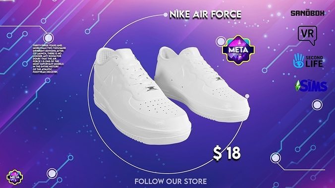 Nike Air Force 1 low white Low-poly 3D model