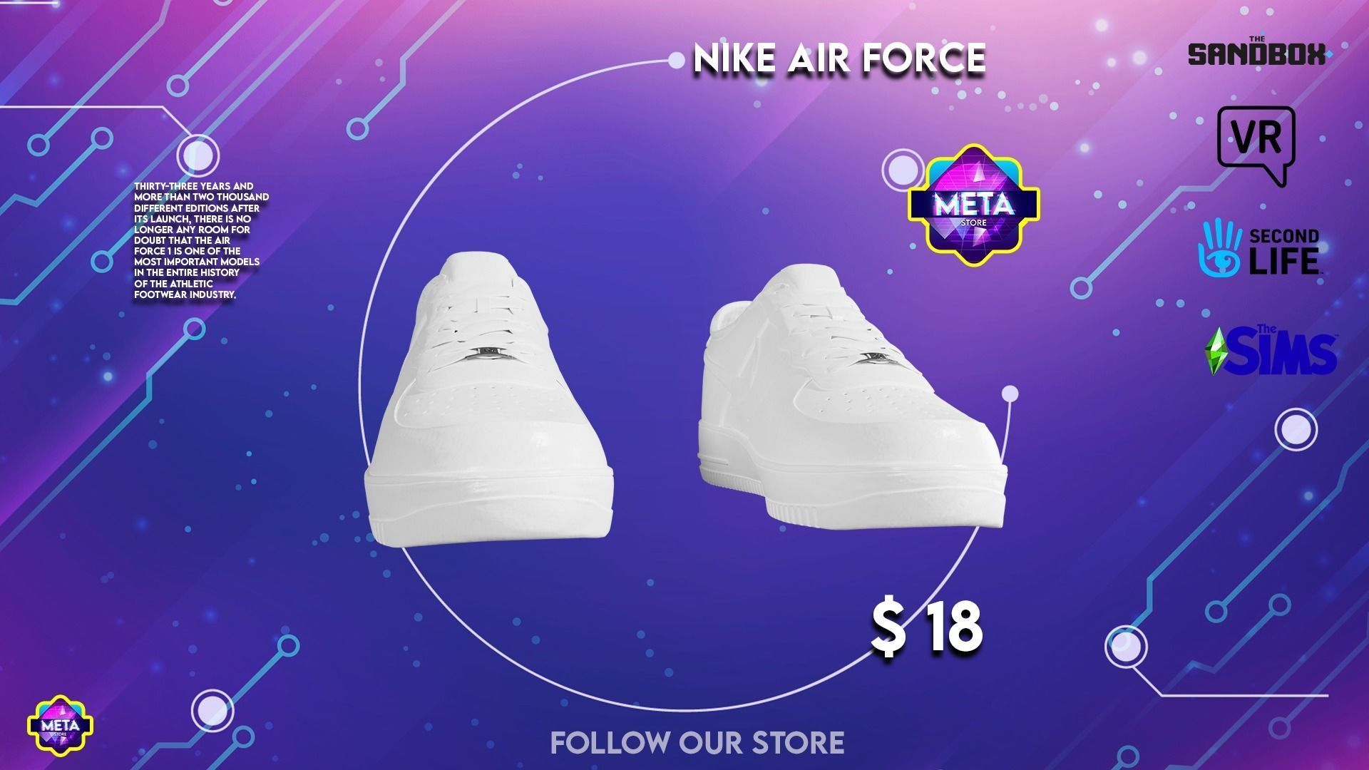 Nike Air Force 1 low white Low-poly 3D model_1