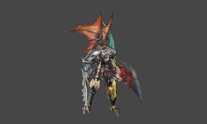 Zeloeman G 6 armored character with horns and wings 3D model