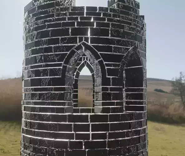Tower post in middle of grassy field