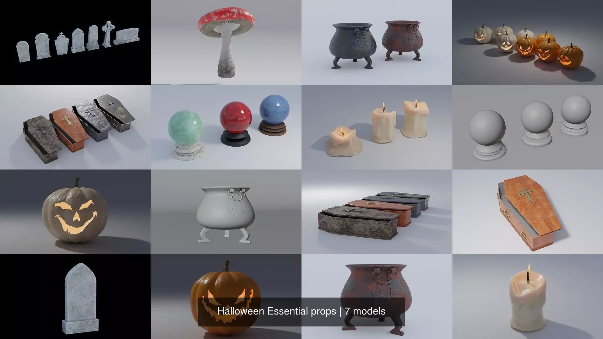 Halloween Essential props 3D Model Collection_0