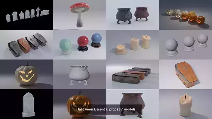 Halloween Essential props 3D Model Collection