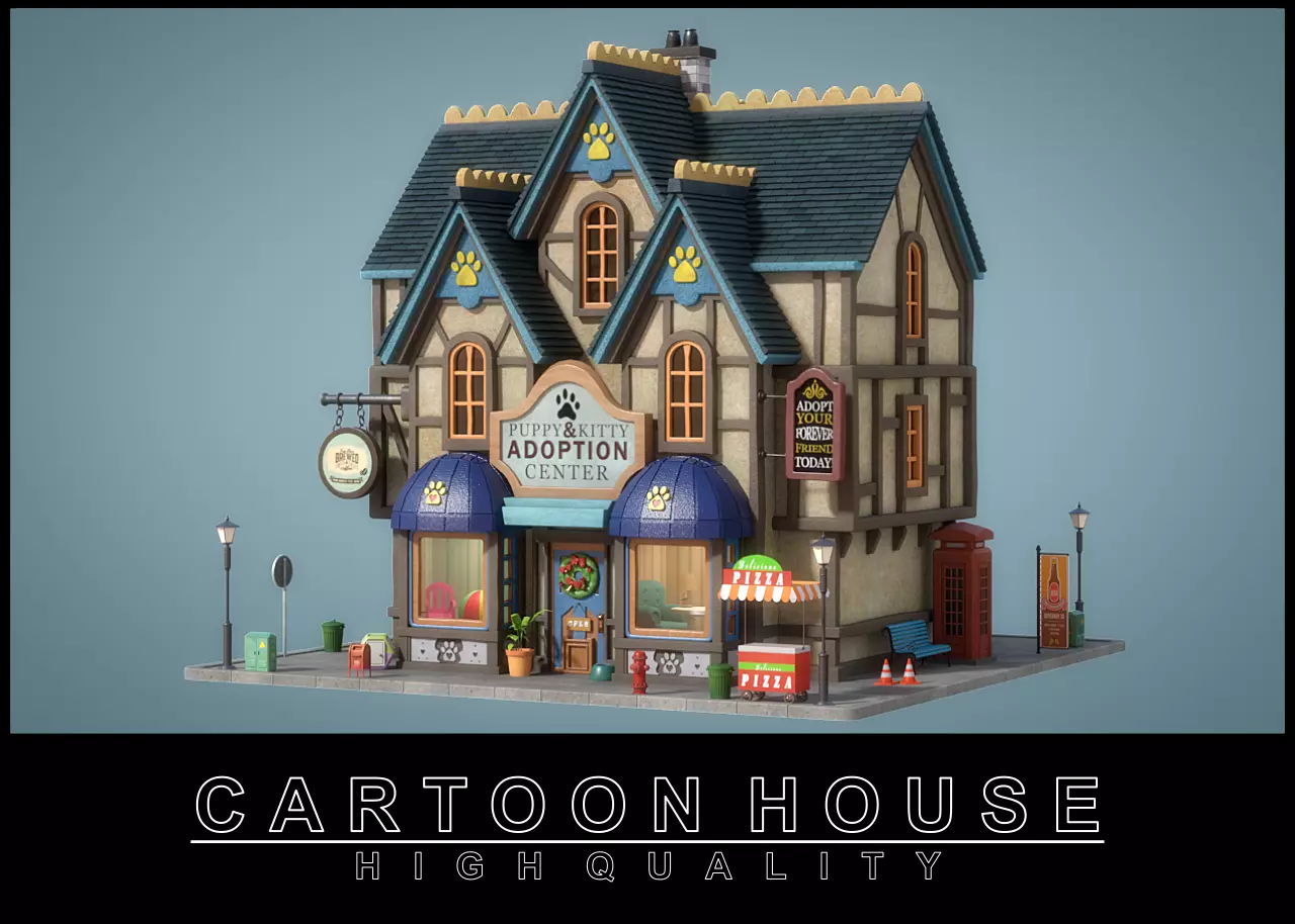 Cartoon House 13 3D model_0
