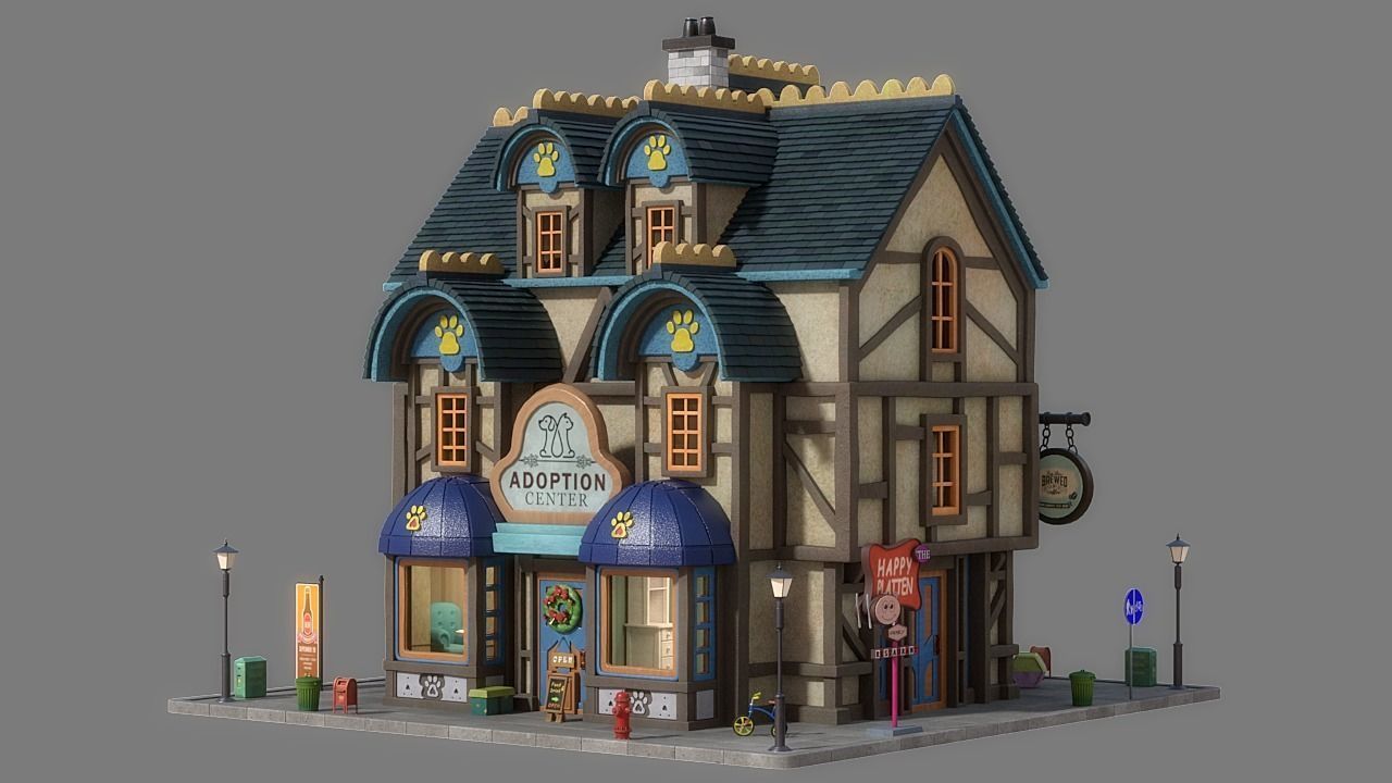 Cartoon House 13 3D model_5
