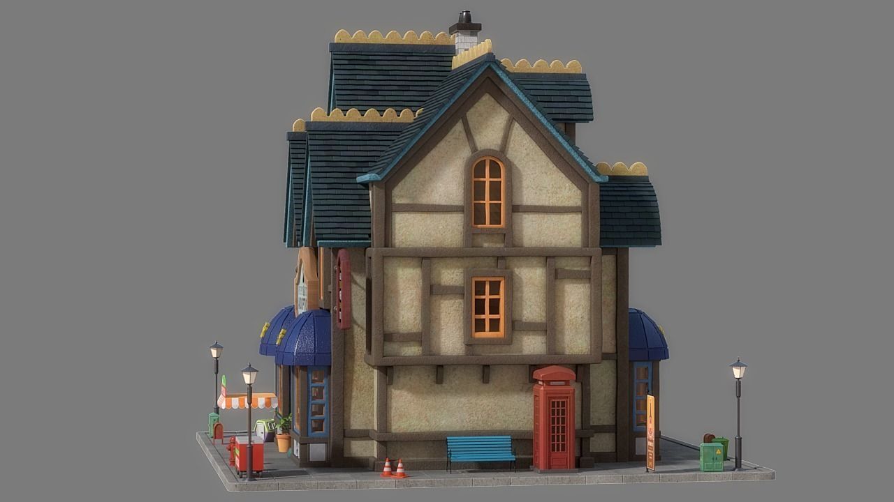Cartoon House 13 3D model_4