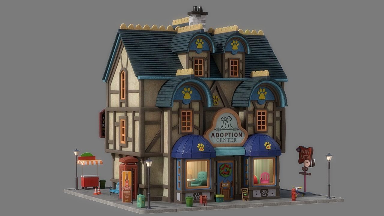 Cartoon House 13 3D model_2