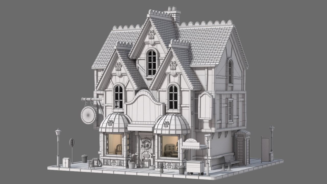 Cartoon House 13 3D model_7