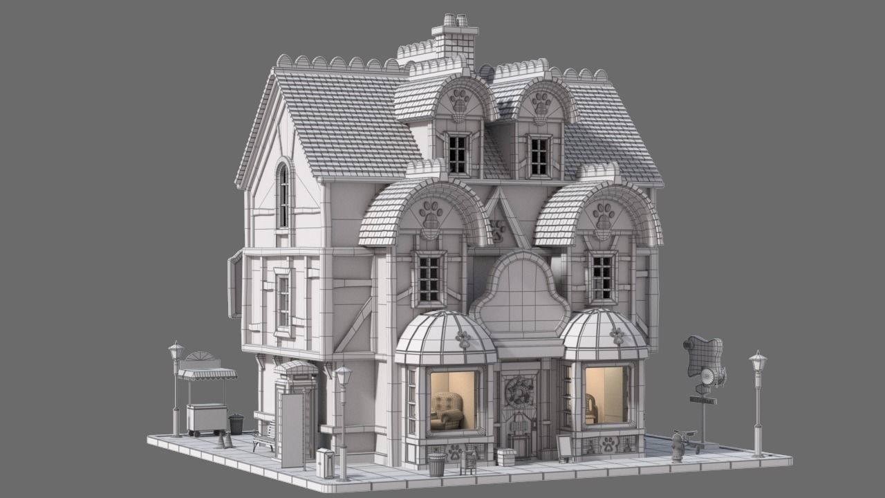 Cartoon House 13 3D model_9